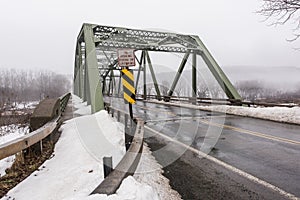 Winter Scene of Historic Truss Bridge over Delaware River