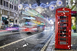 Winter scene on a London shopping high street