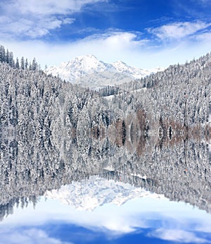 Winter scene in mountains