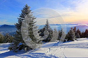 Winter scene in mountains