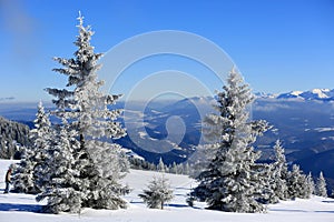 Winter scene in mountains