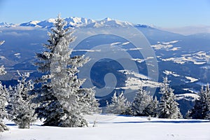 Winter scene in mountains