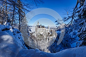 Winter scene at Neuschwanstein Castle