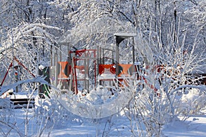 Winter scene in the park - playground