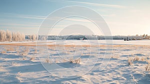 Winter Scene In Rural Finland A Stunning 8k Image Of Snow-covered Field