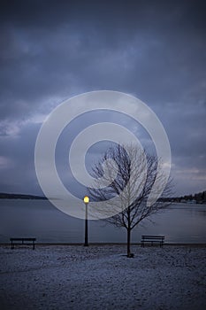 A winter scene at Skaneateles Lake