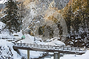 Winter Scene: Snow Covered Bridge