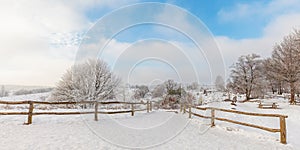 Winter scene with snow on the Dutch Posbank