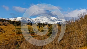 Winter scene with snowy mountain peaks in a Spanish Pyrenees photo