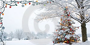 Winter tree holiday snow background photo