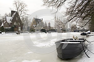 Winter scene in villa district in Amsterdam