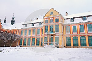 Winter scenery of Abbots' Palace in Oliwa
