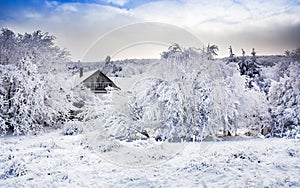 Winter scenery in Carpathian mountains near Pezinok, Slovakia