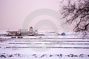 Winter scenery of ice and snow