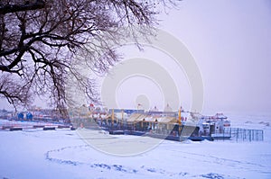 Winter scenery of ice and snow