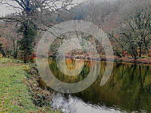 Winter Scenery of the River Tavy , Devon, Uk