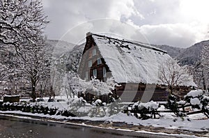 Winter scenery in Shirakawago village, Japan