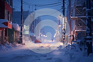 Winter scenes in bustling urban environments