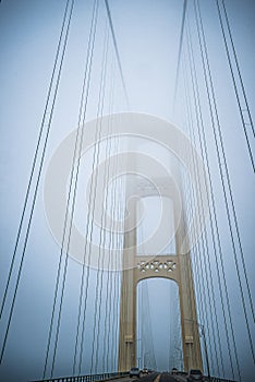 Winter scenes near mackinac bridge and mackinsw city michigan