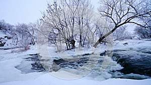 Winter scenic of the River Krynka, Donetsk region, Ukraine