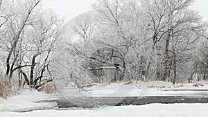 Winter scenic of the River Krynka, Donetsk region, Ukraine.