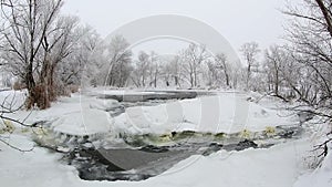 Winter scenic of the River Krynka, Donetsk region, Ukraine.