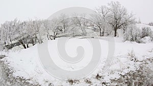 Winter scenic of the River Krynka, Donetsk region, Ukraine.