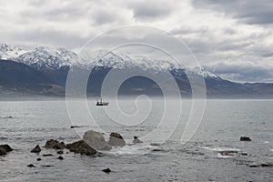 Winter sea off the coast, New Zealand