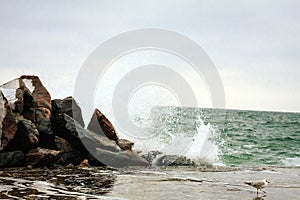 Winter Sea rocks and waves