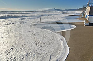 Winter sea storm. Lavagna. Liguria. Italy