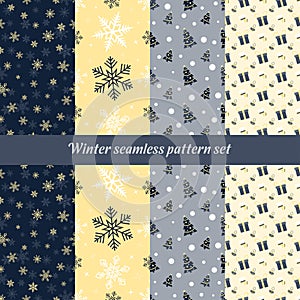 Winter seamless pattern abstract texture background set