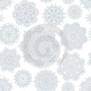 Winter seamless pattern with beautiful snowflakes. Vector illustration