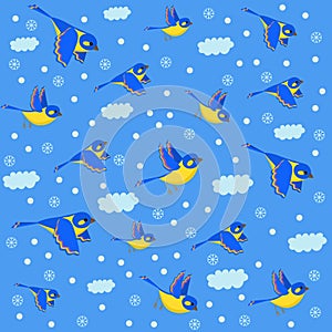 Winter seamless,pattern with birds