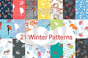 Winter seamless pattern bundle set