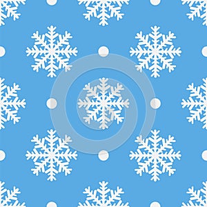 Winter seamless pattern with crystallic snowflakes