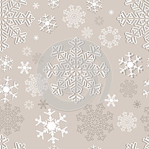 Winter seamless Pattern with Snowflakes on grey