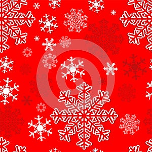 Winter seamless Pattern with Snowflakes on red