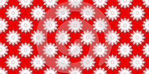 Winter seamless pattern with white snowflakes on red background. Vector illustration for fabric, textile wallpaper