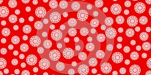 Winter seamless pattern with white snowflakes on red background. Vector illustration for fabric, textile wallpaper