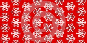 Winter seamless pattern with white snowflakes on red background. Vector illustration for fabric, textile wallpaper