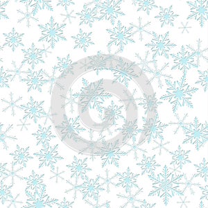 Winter seamless snowflake background pattern. Vector illustration. White.