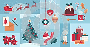 Winter season and Christmas icons