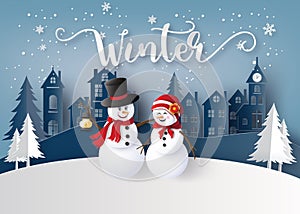 Winter season and Merry Christmas with snow man