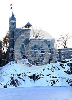 Snow season in Belvedere Castle, Central Park New York