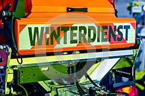Winter service Winterdienst inscription on the snow blower car photo