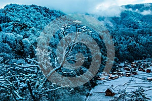 Winter Shirakawago with Snowfall Gifu Chubu Japan