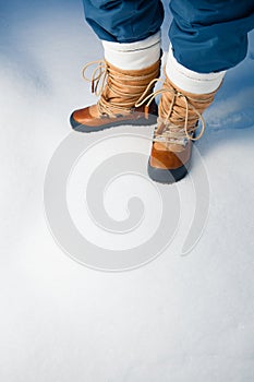 Winter shoes in snow