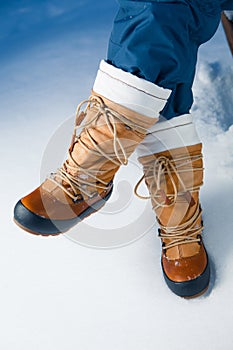 Winter shoes in snow