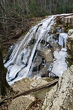 A Winter Side View of the Upper Roaring Run Falls