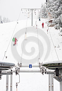 Winter ski lift snow sport people